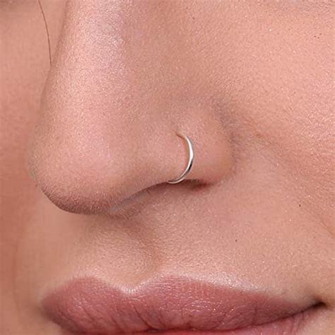 Fake Silver Nose Ring 20 Gauge 925 Sterling Silver Faux