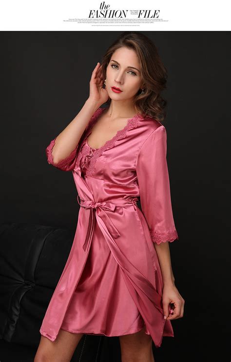 Luxury Silk Women Sexy Sleepwear Robes Nightgown Elegant Ladies Pajamas Set Ebay
