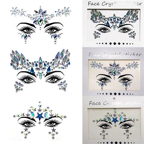 Sets Face Jewels Tattoo Stickers Rhinestone Rave Party Face Gems