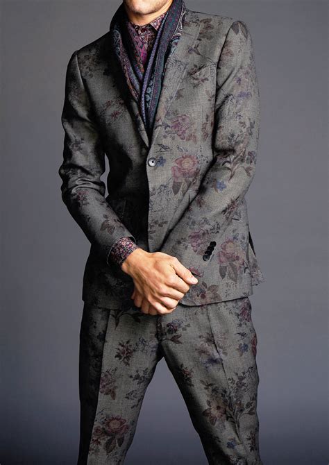 Etro Wool Blend Floral Suit Suits Clothing Men Mientus Online Store