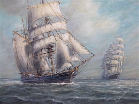 Antiques Atlas Marine Oil Painting Sailing Ships Seascape Picture