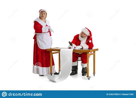 Emotional Santa Claus And His Wife Missis Claus Congratulating With New Year And Christmas