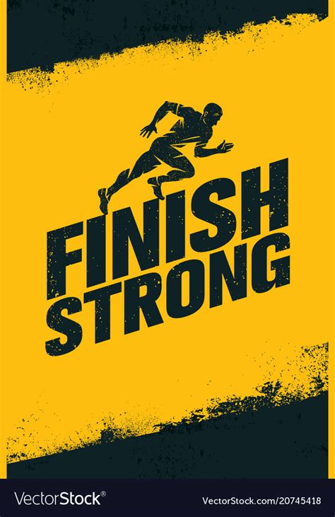 Finish Strong Inspiring Workout And Fitness Gym Vector Image