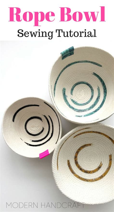 Three Bowls With Different Designs On Them And The Words Rope Bowl