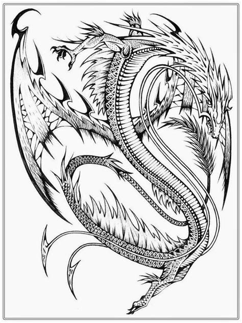 Printable Realistic Dragon Coloring Pages