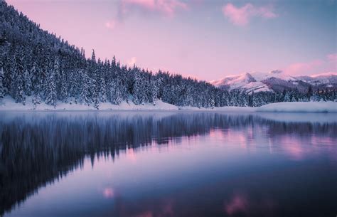 Wallpaper Sunlight Landscape Sunset Lake Nature Reflection Snow