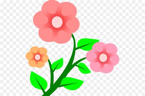 Pink Flowers Background Clipart Flower Cartoon Drawing Transparent
