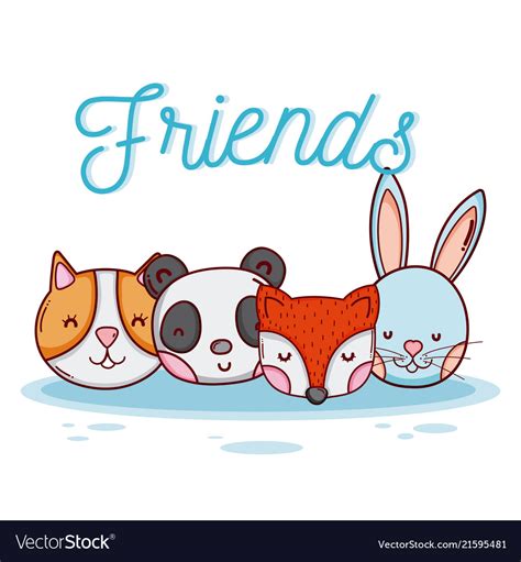 Cute Animal Friends Cartoon Royalty Free Vector Image