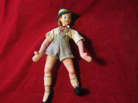 Antique Fabric And Paper Mache Boy Doll With Lederhosen Etsy