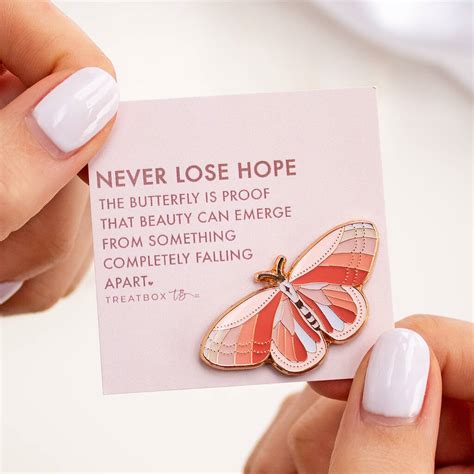 Never Lose Hope Butterfly Enamel Pin Badge By Treatbox
