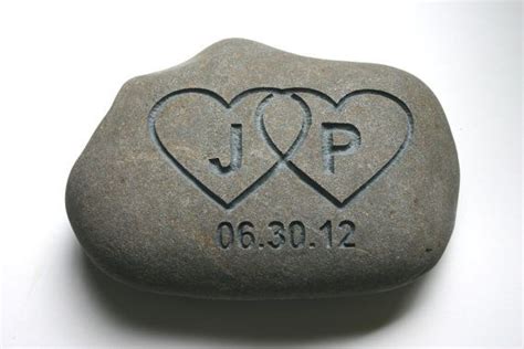 Wedding Stone Interlocking Hearts Engraved Oath Stone