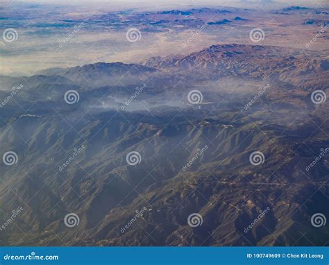 Aerial View Of San Bernardino Mountains And Lake Arrowhead View Stock