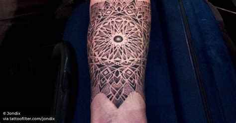Dotwork Mandala Tattoo On The Left Inner Forearm