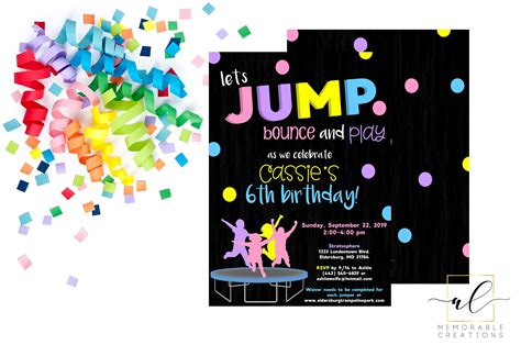 Jump Birthday Invitation Girl Jump Invitation Jump Birthday Etsy In 2021 Trampoline Birthday