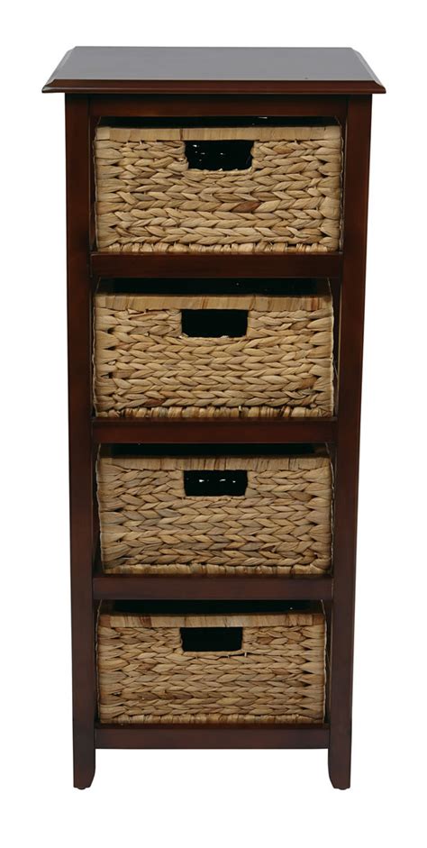 Plastic storage drawers draw tower trolley unit mini desktop 4 tier home school. 4 Drawer Espresso or White Wood Storage Tower w/Baskets ...