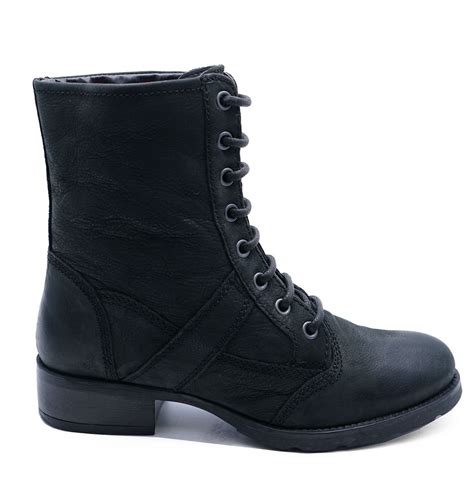 Womens Black Real Leather Lace Up Biker Military Calf Ankle Boots Shoes Uk 3 8 Boots Shoe