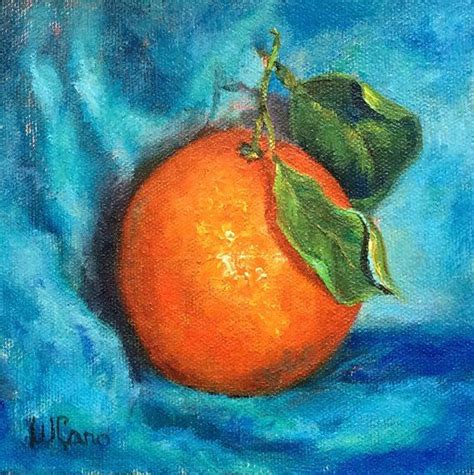 Orange Turquoise Blue Background 6x6 🎨 Original Oil Paintings On
