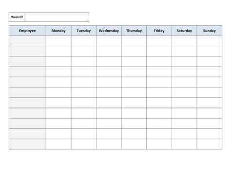 Free Printable Blank Employee Schedule Monthly Calendar Calendar
