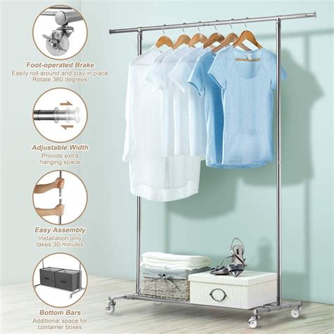 Clothing Garment Rack Clothes Hanger Heavy Duty Clothes Rolling Rack