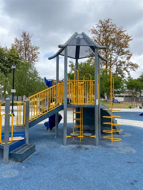 Children Playground Activities In Public Park Slide Swing On Modern