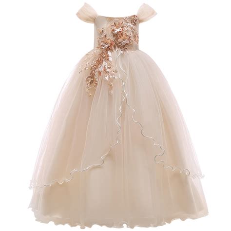 4 14y Lace Teenagers Kids Girls Wedding Long Dress Elegant Princess