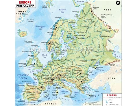 Buy Physical Map Of Europe Continent