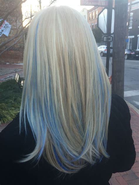 Pastel Blue Highlights By Me Blonde And Blue Hair Hair Styles Blue