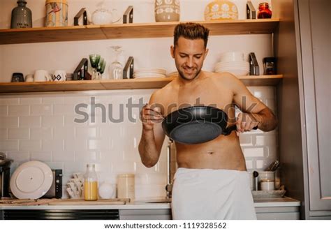 Sexy Chef Naked Body Cooking Home Stock Photo 1119328562 Shutterstock