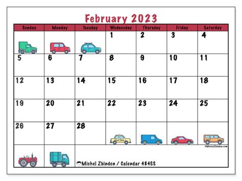 February 2023 Printable Calendar “502ss” Michel Zbinden Uk