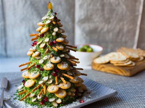 Cheese And Crackers Christmas Tree Form A Stout Cone Around A Large