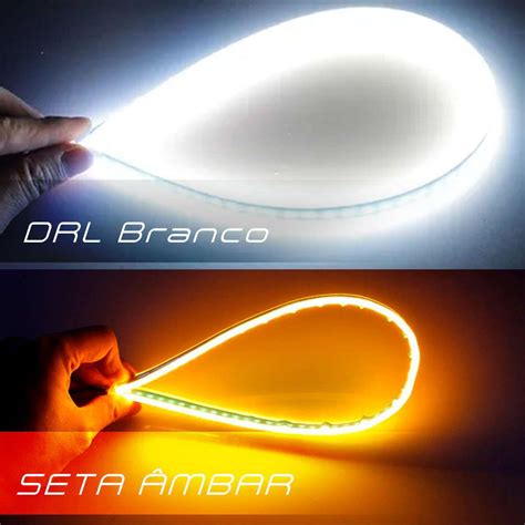 Fita de LED DRL Dual Color Universal 3000K 6000K 12V 6 8W 60cm Farol com Função Seta Sequencial