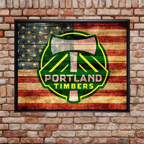 Portland Timbers Poster Soccer Decor Us Flag Man By Veryimage