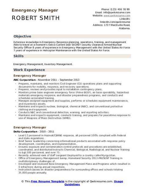 Emergency Management Resume Pdf 11 Sample Resume For Project Manager