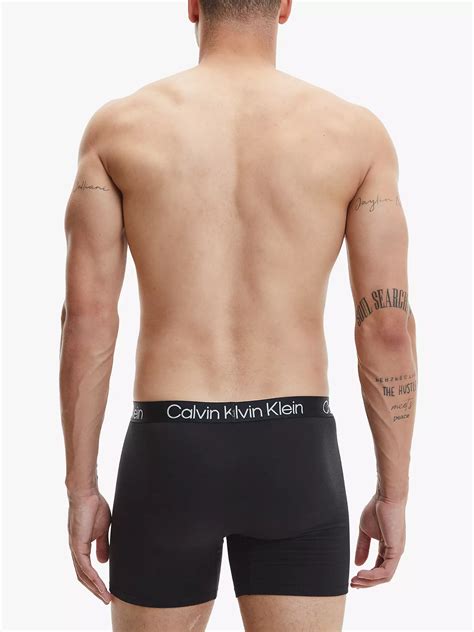 calvin klein cotton stretch regular fit boxer briefs pack of 3 black at john lewis and partners