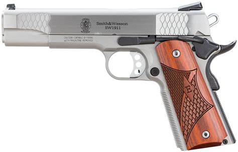 Smith And Wesson Sw1911 45 Acp 5 8rd Pistol Stainless W Wood Laminate