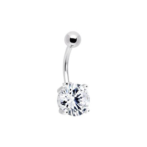 Crystalline Sultry Solitaire Gem Belly Button Ring