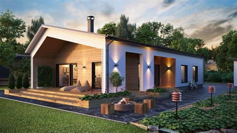 Bedroom Scandinavian House Plan With Sauna And Corner Terrace