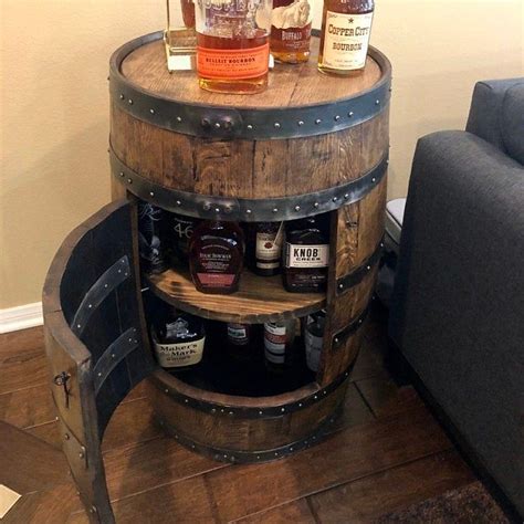 whiskey barrel liquor cabinet handcrafted from a reclaimed etsy wine barrel crafts wine