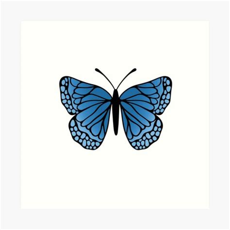 Blue Butterfly Art Print By Elliedoodles Redbubble