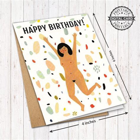 Cute Naked Printable Birthday Card Nude Birthday Card Print Etsy De
