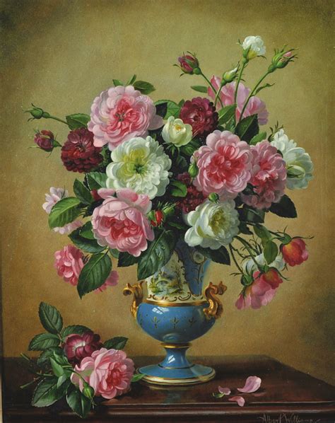 Albert Williams British Still Life Of Flowers In A China