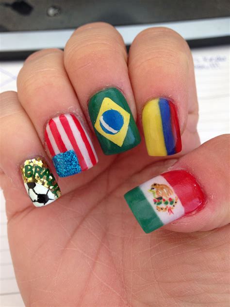 World Cup Brazil 2014 Soccer Nail Art ⚽️ Soccer Nails Brazil Nail