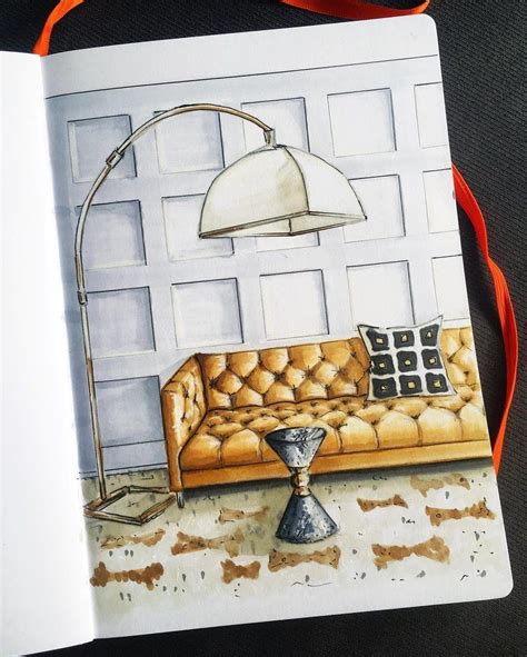 Living Room Interior Design Sketches By Natalia Pristenskaya