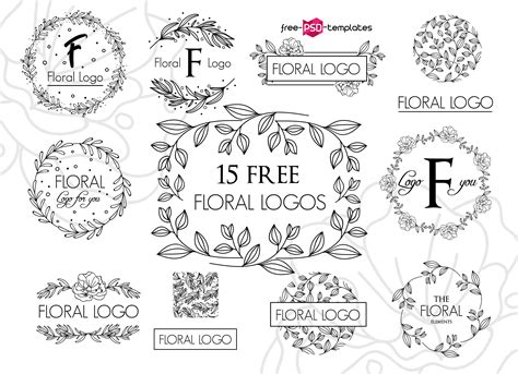 Set Of 15 Free Floral Vector Logos - Mockup Free Downloads