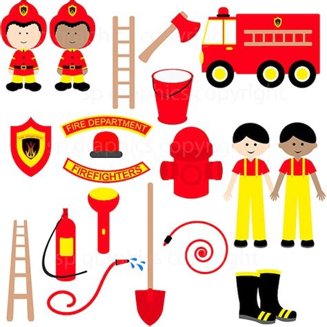 Items Similar To Firefighters Firemen Digital Clipart For Cards