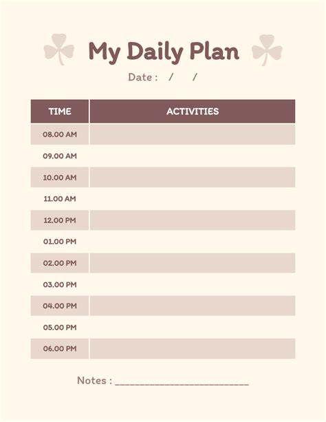 Cream Minimalist Aesthetic My Daily Plan Schedule Template