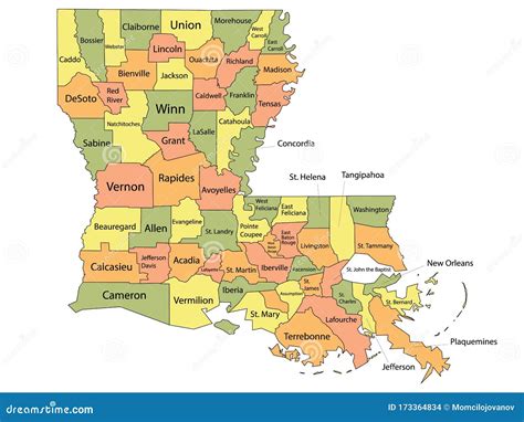 Louisiana Parish Map Stock Vector Illustration Of Kentucky 173364834
