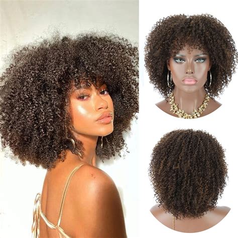 Buy Kalyss Short Afro Kinky Curly Wigs For Black Women Brown