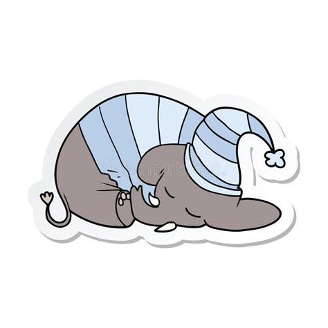 Pegatina De Un Dibujo Animado Durmiendo Elefante En Pijama Ilustración