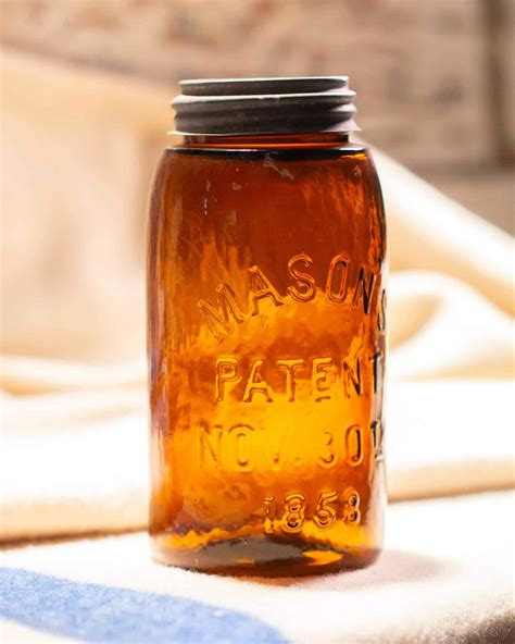 Antique Amber Mason’s Jar – Stars Antique Market